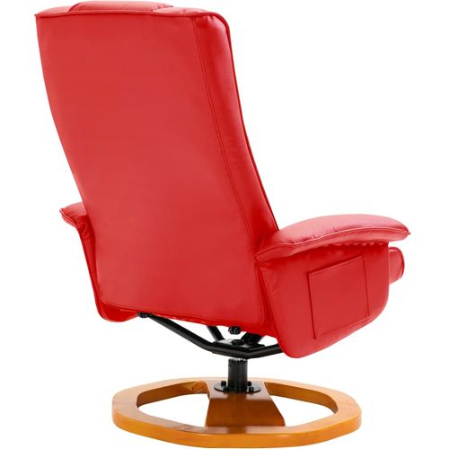 Okretna TV fotelja s osloncem za noge od umjetne kože crvena slika 31