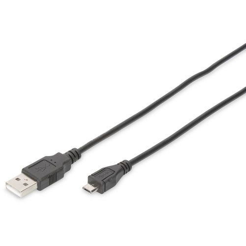 Digitus USB kabel USB 2.0 USB-A utikač, USB-Micro-B utikač 1.00 m crna okrugli, dvostruko zaštićen DB-300127-010-S slika 1