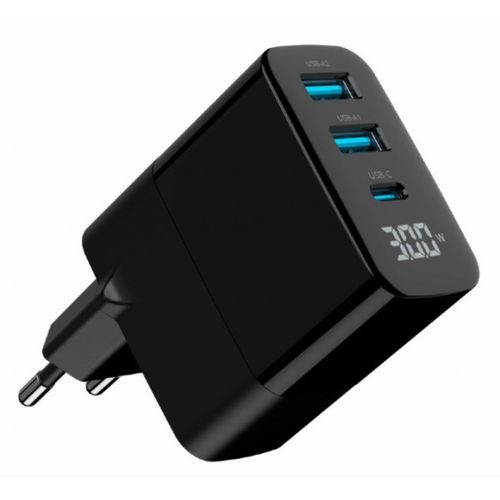 TA-UC-PDQC30LCD-BK-02 Gembird GaN USB brzi punjac, 30W 3-port (2xUSB-A+ USB-C), LCD, black slika 7