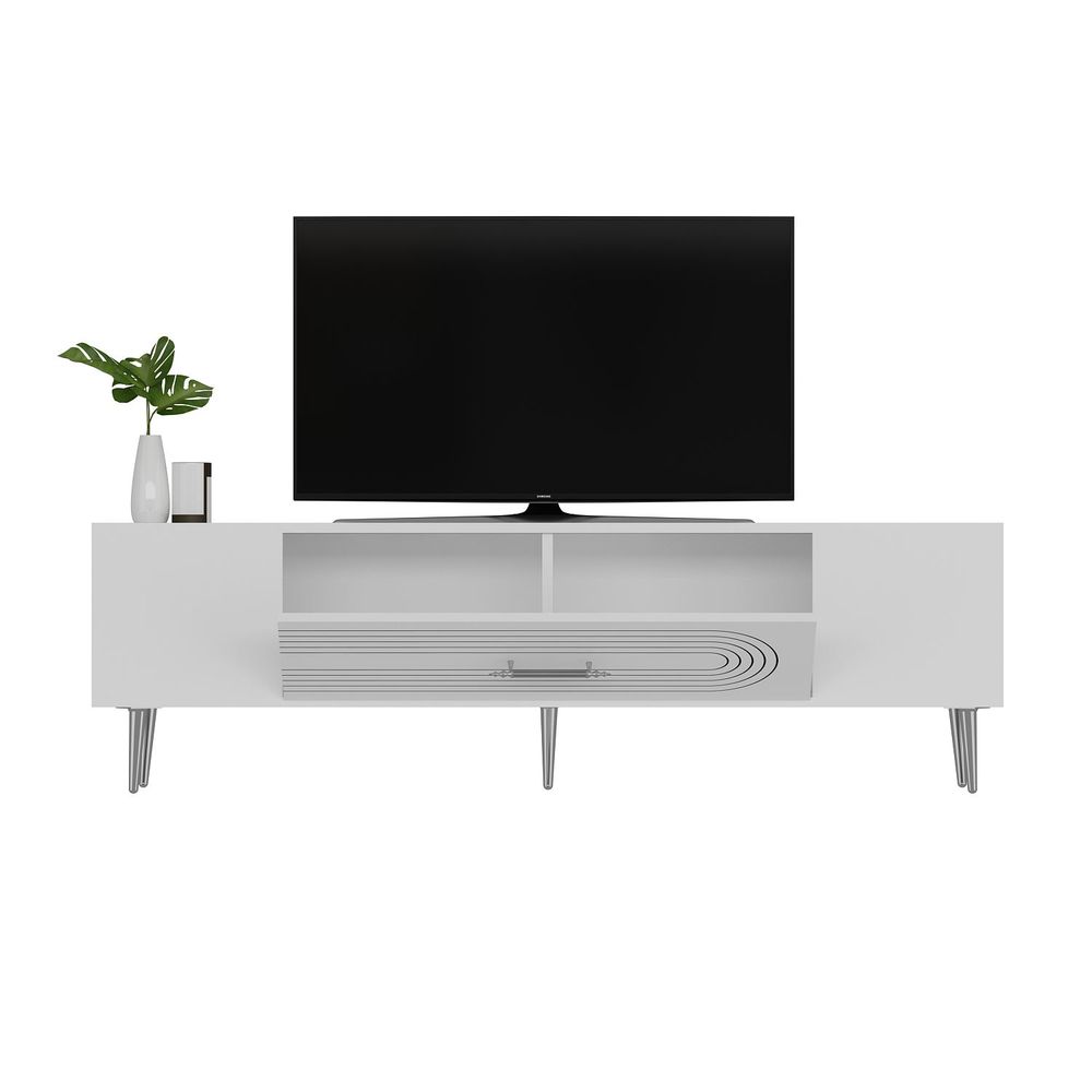 TV Stalak Dekol3 u Bijeloj i Srebrnoj Boji slika 4