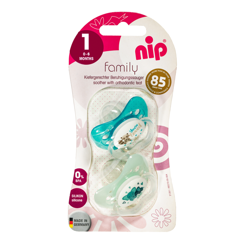 nip® Duda varalica Family 0-6mj (veličina 1) - Silikon, 2kom Mint slika 3