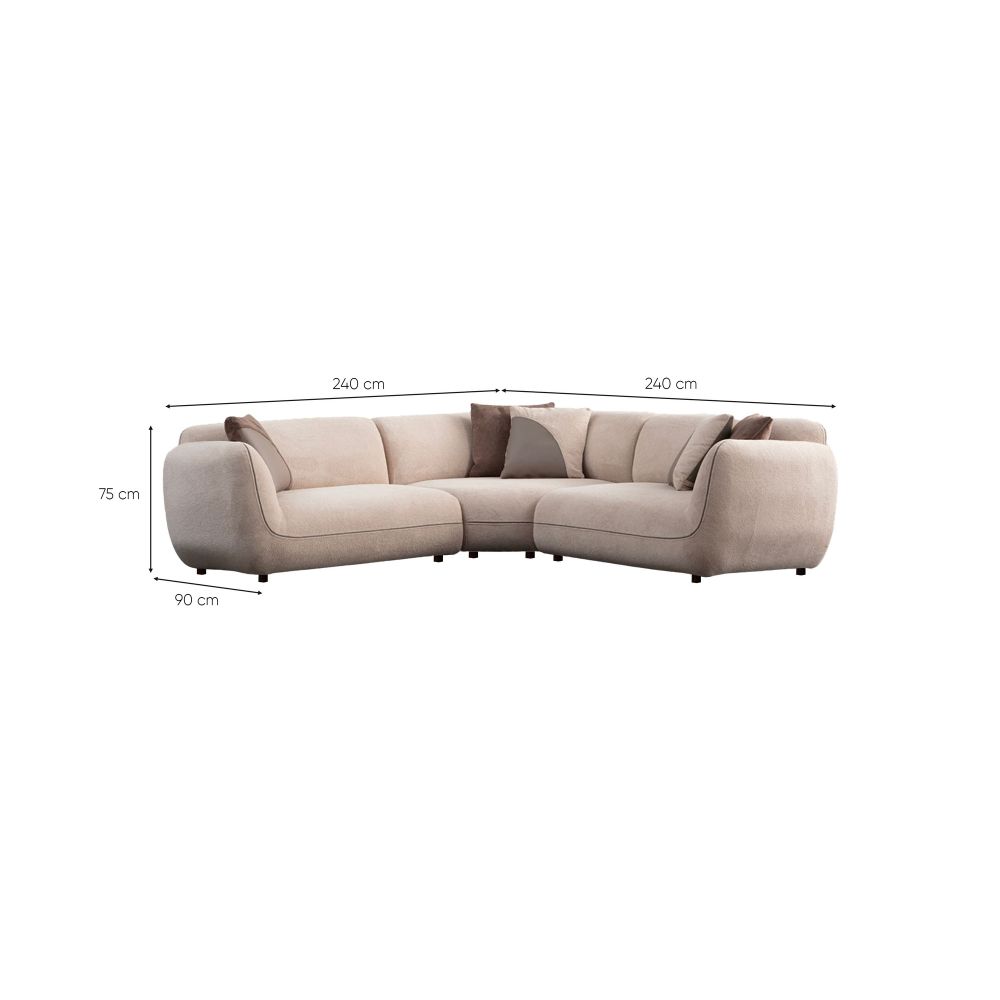 Ugaona Sofa Pavia Corner 3 (L1,5+Cx+1,5R) - boja: krem slika 7