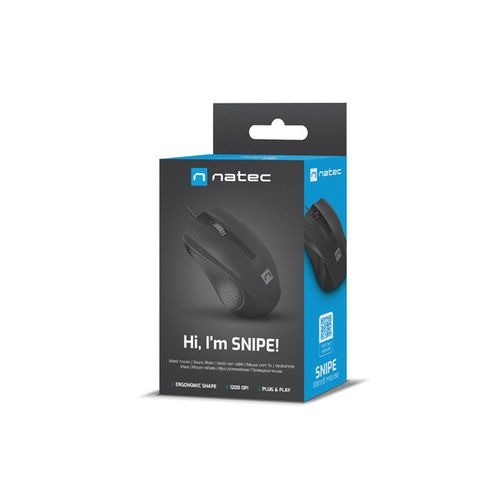 Natec NMY-2020 SNIPE, Optical Mouse 1200 DPI, 3 Buttons, USB, Black, Cable 1,8m slika 5