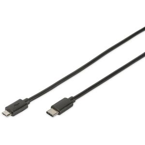 Digitus USB kabel USB 3.2 gen. 1 (USB 3.0) USB-C® utikač, USB-Micro-B 3.0 utikač 1.80 m crna okrugli, utikač primjenjiv s obje strane, dvostruko zaštićen DB-300137-018-S