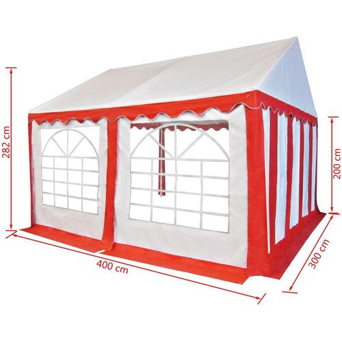 Vrtni šator od PVC-a 3 x 4 m crveno-bijeli slika 2