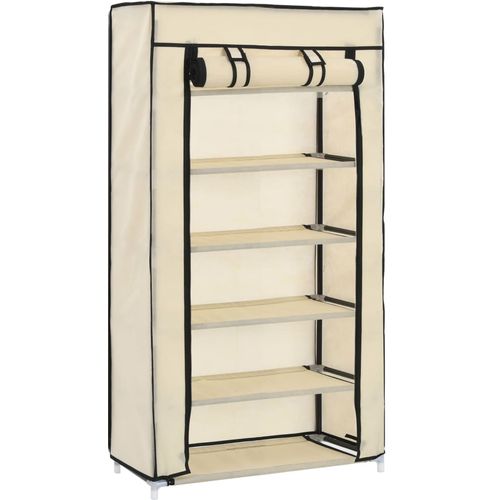 282429 Shoe Cabinet with Cover Cream 58x28x106 cm Fabric slika 3