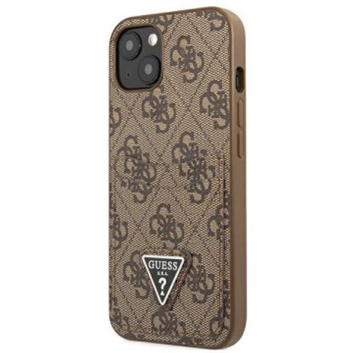 GUESS Futrola za iPhone 13 Mini Brown Triangle Logo Cardslot slika 1