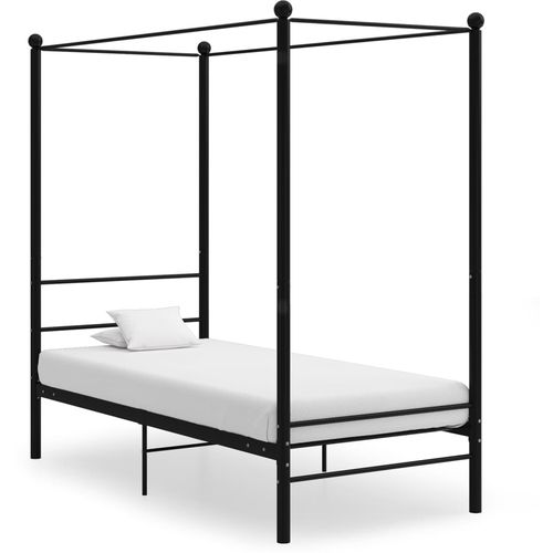 Okvir za krevet s nadstrešnicom crni metalni 100 x 200 cm slika 7