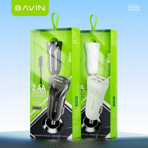 Bavin Auto punjač 2xUSB + kabl Micro crna slika 7