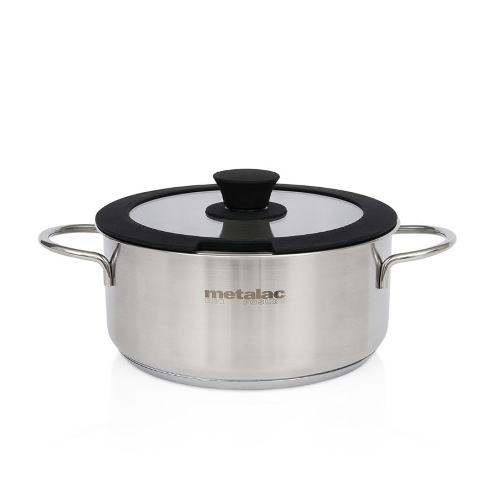 Metalac Šerpa Rea plitka - inox sa staklenim poklopcem 20 cm / 2.8 l slika 1