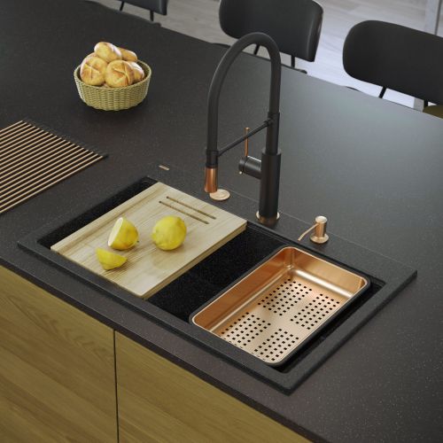 granitni sudoper MARC 110 WORKSTATION Black Metallic slika 9