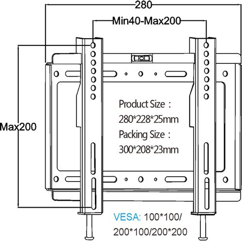 Nosač za TV fiksni Kettz TVN-200F 13"-43" slika 4