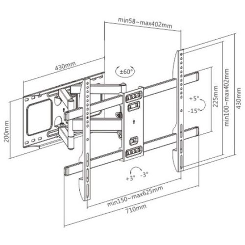 WM-80ST-02 Gembird TV nosac okretanje/tilt 37-80 VESA max.60x40cm, max 60kg, drzac slika 3