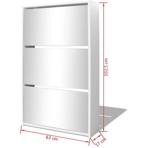 Ormarić za Cipele s Ogledalom Bijeli 63x17x102,5 cm slika 24