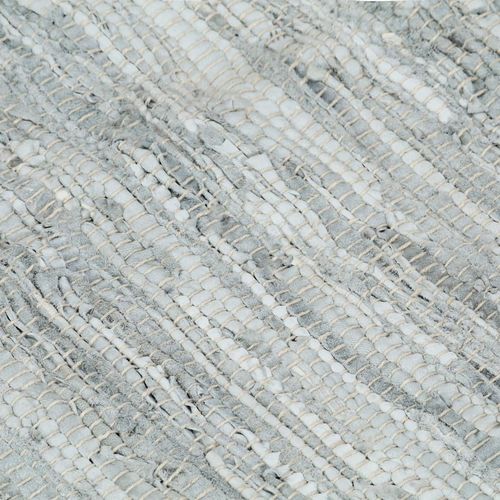 Ručno tkani tepih Chindi od kože 190 x 280 cm sivi slika 2