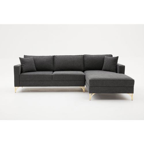 Atelier Del Sofa Kutna garnitura, Antracit Zlato, Berlin Right - Anthracite, Gold slika 5