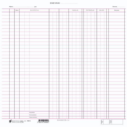 D-1521 DNEVNIK ZA KONTOVNIK K - 1320; Komad, 30 x 31 cm slika 2