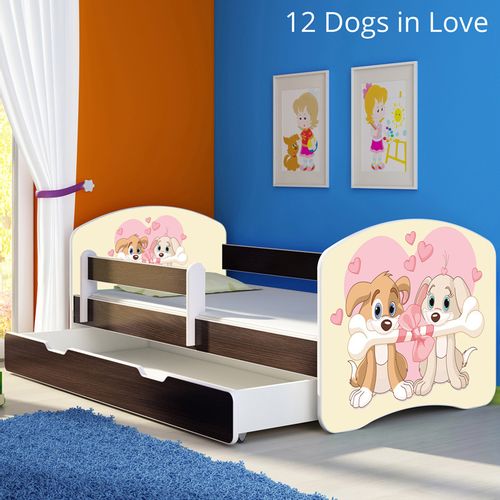 Dječji krevet ACMA s motivom, bočna wenge + ladica 180x80 cm - 12 Dogs in Love slika 1