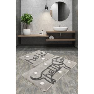 Hi Dog - Grey Grey Acrylic Bathmat Set (2 Pieces)