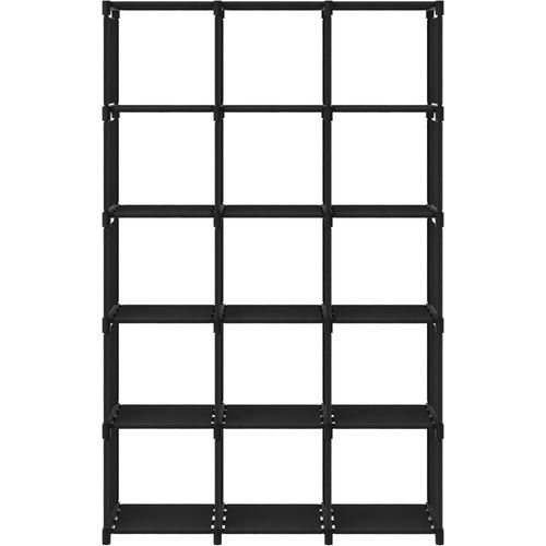 Police za izlaganje s 15 kocki od tkanine 103x30x175,5 cm crne slika 16