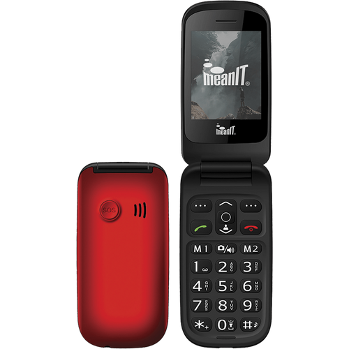 MeanIT Telefon mobilni, Dual SIM, 2.4", SOS tipka, veliki znakovi - FLIP 1 Crveni slika 1