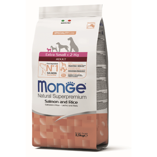 Monge Natural Superpremium Extra Small Adult Monoprotein Salmon With Rice 2.5 kg slika 1