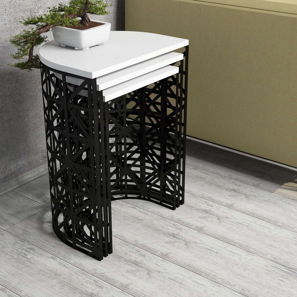 Nesting Table Stil Metal Ferforje - Bijela i Crna (3 komada) slika 2