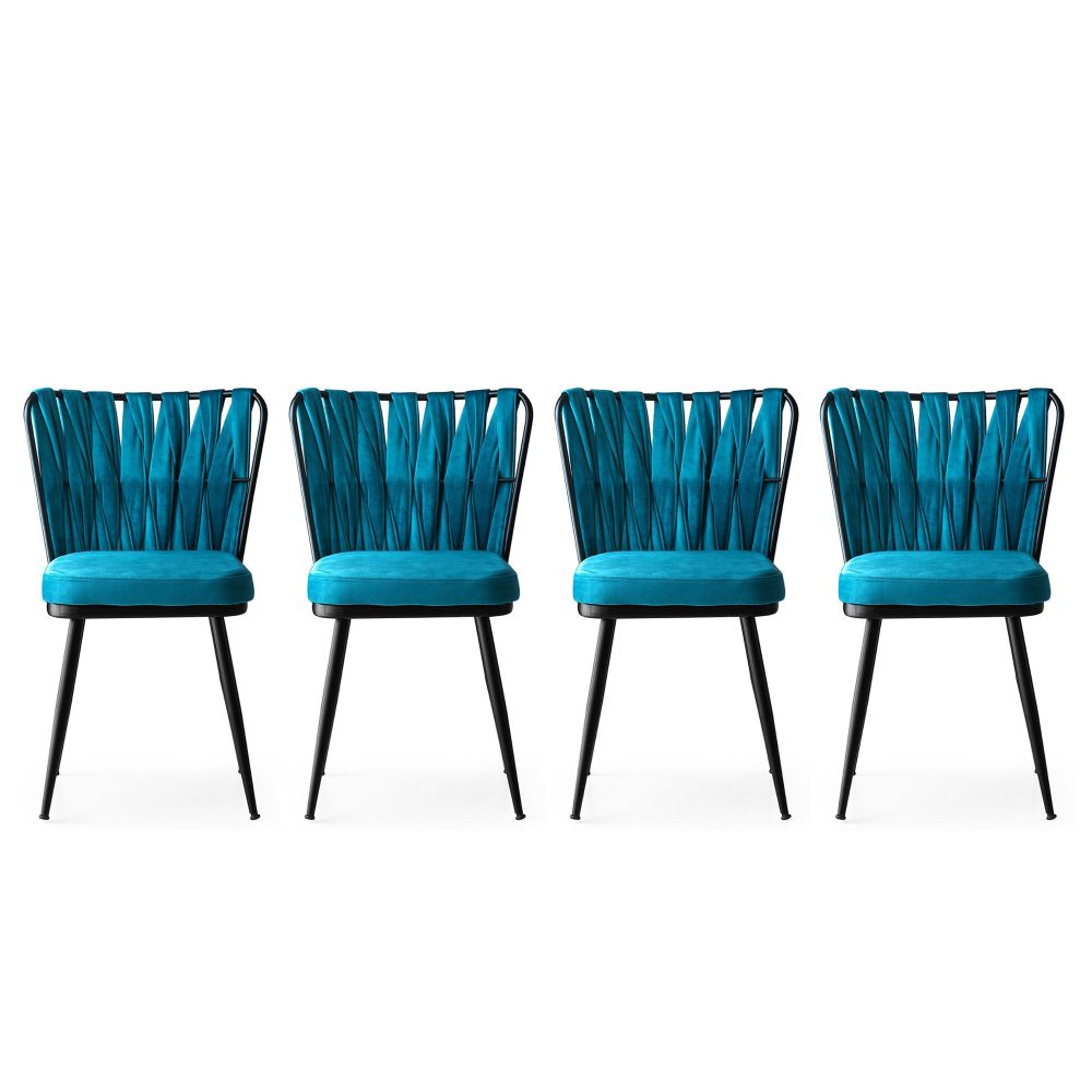 Set od 4 Stolice Kuşaklı - 228 V4 Crno-Plave slika 1