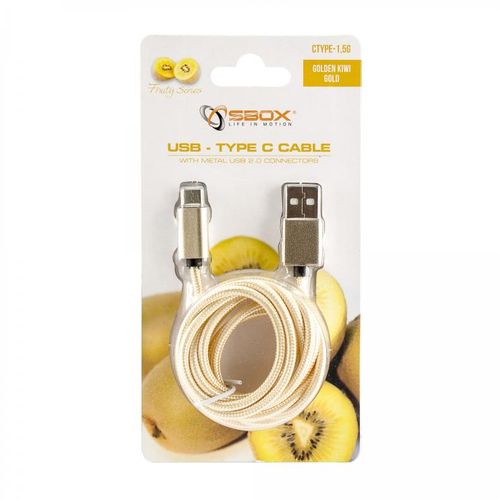 SBOX kabel  USB->TYPE C M/M 1,5M Fruity zlatni slika 2