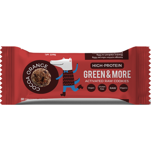 Green&More RAW aktivirani kolačići kakao naranča, snack bar slika 1