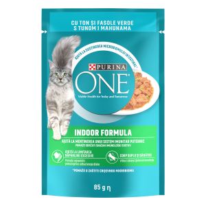 Purina ONE Indoor vrećice za mačke, mini fileti s tunom i mahunama u umaku 85 g