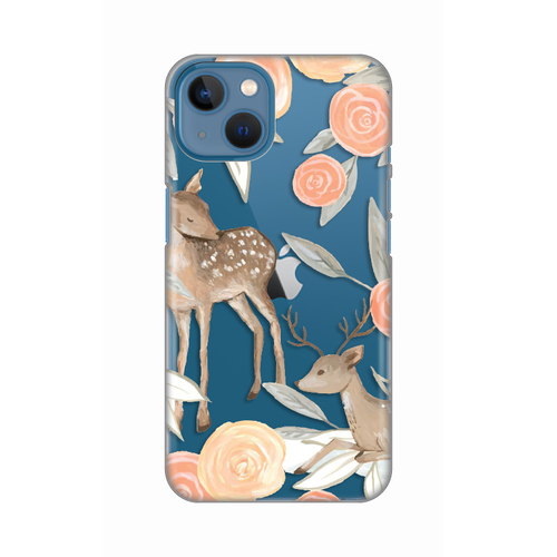 Torbica Silikonska Print Skin za iPhone 13 6.1 Flower Deer slika 1