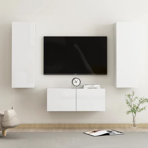 3-dijelni set TV ormarića visoki sjaj bijeli od iverice slika 10