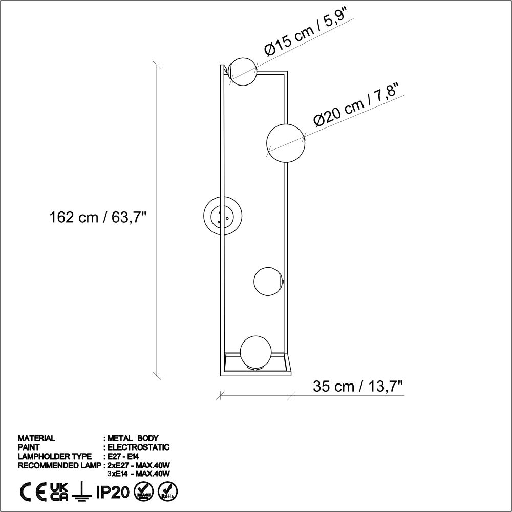 Krevetna Lampa Corner 13775 - Crna slika 8