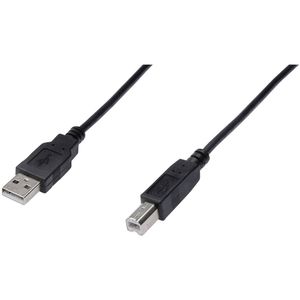 Digitus USB kabel USB 2.0 USB-A utikač, USB-B utikač 1.00 m crna okrugli, dvostruko zaštićen AK-300105-010-S