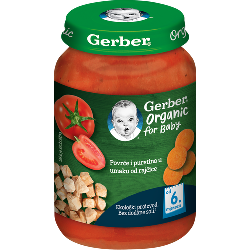 Gerber Organic for Baby Kašica povrće i puretina u umaku od rajčice 190g slika 1