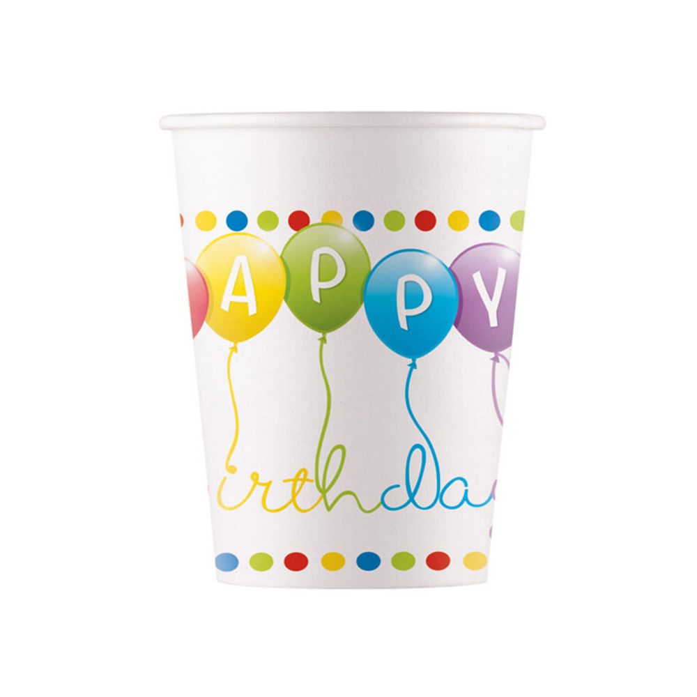 Papirne čaše Happy Birthday 200ml, 8 komada slika 1