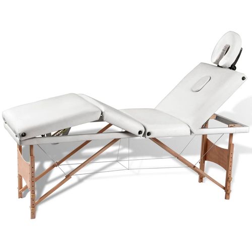 Sklopivi stol za masažu s drvenim okvirom četvorodijelni krem bijeli slika 28