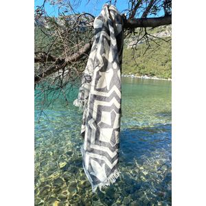Lalezar - Crno-Bež Fouta (Peškir za plažu)