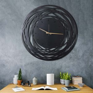 Wallity WATCH-043 Black Decorative Metal Wall Clock