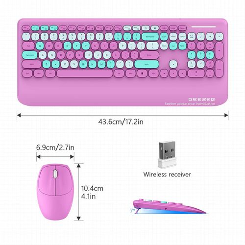 GEEZER WL RETRO set tastatura i miš u PINK boji slika 6