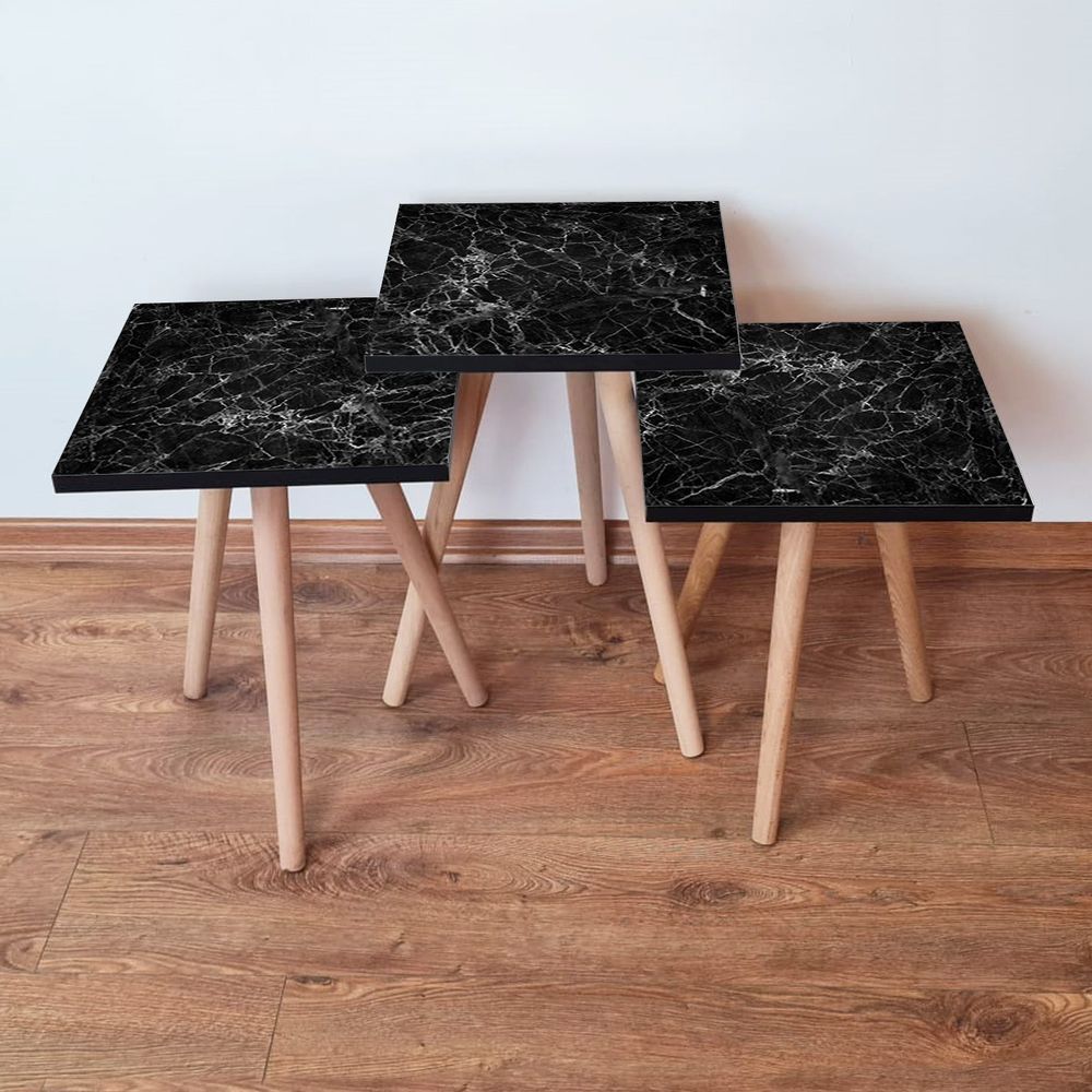 Nesting Table 3Shp232 - Set od 3 komada u crnoj i bijeloj boji slika 1