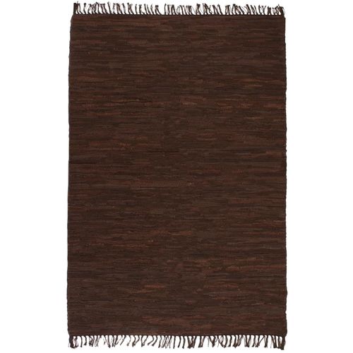 Ručno tkani tepih Chindi od kože 80 x 160 cm smeđi slika 27