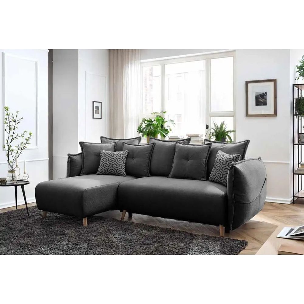 Ugaona Sofa Puffy - boja: antracit slika 1