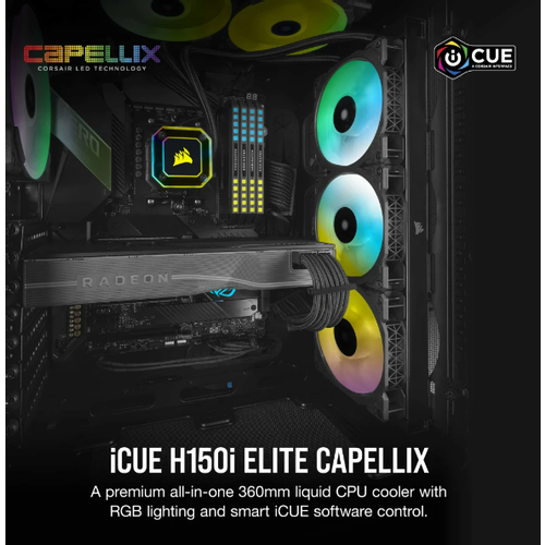 Kuler za PC CORSAIR iCUE H150i ELITE CAPELLIX XT 120mm x 25mm AF RGB ELITE crna slika 3