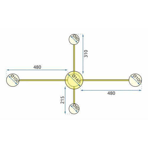 TOOLIGHT 4-RUKA ZLATNA STROPNA SVJETILKA APP520-4C slika 10