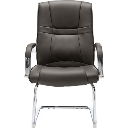 Konzolna uredska stolica od umjetne kože siva slika 15