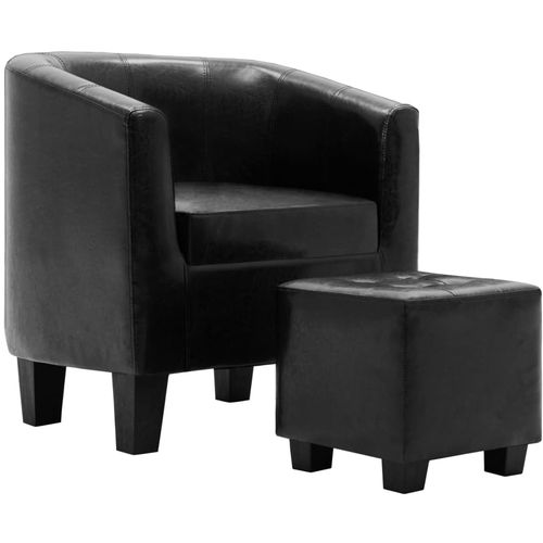 Fotelja od umjetne kože s osloncem za noge crna slika 34