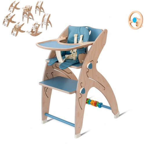 QuarttoLino 7u1 dječja stolica za bebe i djecu plava sa volanom slika 1