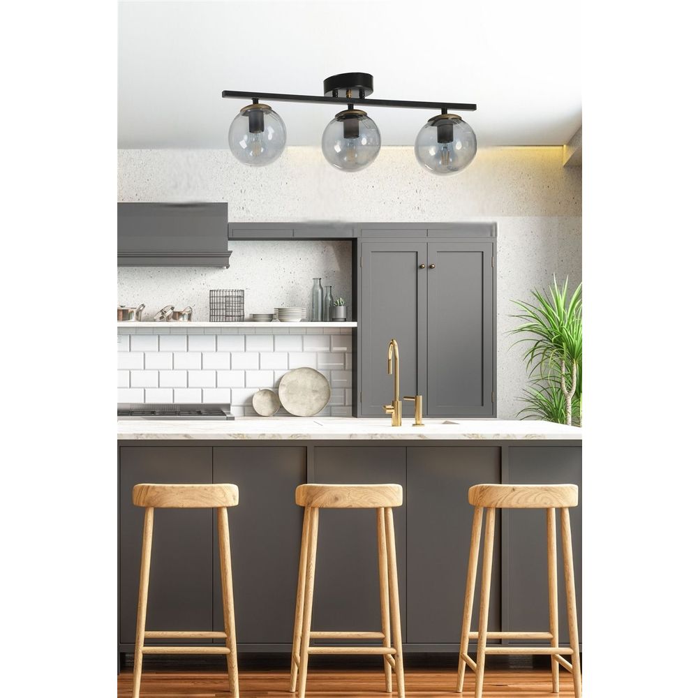 Elegantni Crni Füme Stakleni Luster Yeni Can - 3 Lampe slika 3
